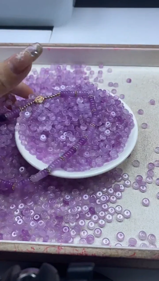 【闪购商品】玛瑙/玉髓颈饰未镶嵌w1584冰紫罗兰算盘6*3mm*50颗