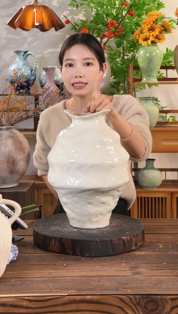 【禅意净版高款new】异形不规则陶瓷花瓶侘寂风客厅插花装饰摆件