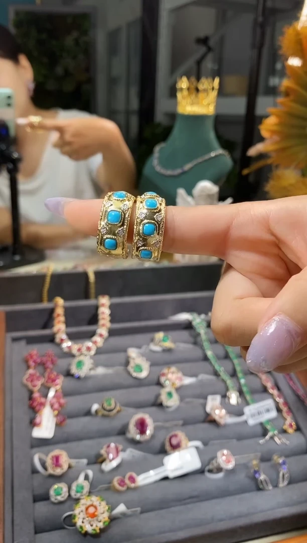 未镶嵌绿松石耳饰天然绿松石耳饰