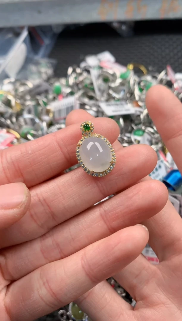 银S925镶嵌戒指翡翠6                              5