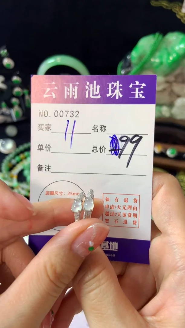 【闪购商品】翡翠耳饰银S925镶嵌翡翠