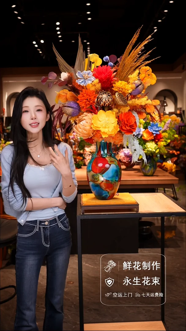 琉璃瓶手工花器花束空运包邮送货上门-以图片为准