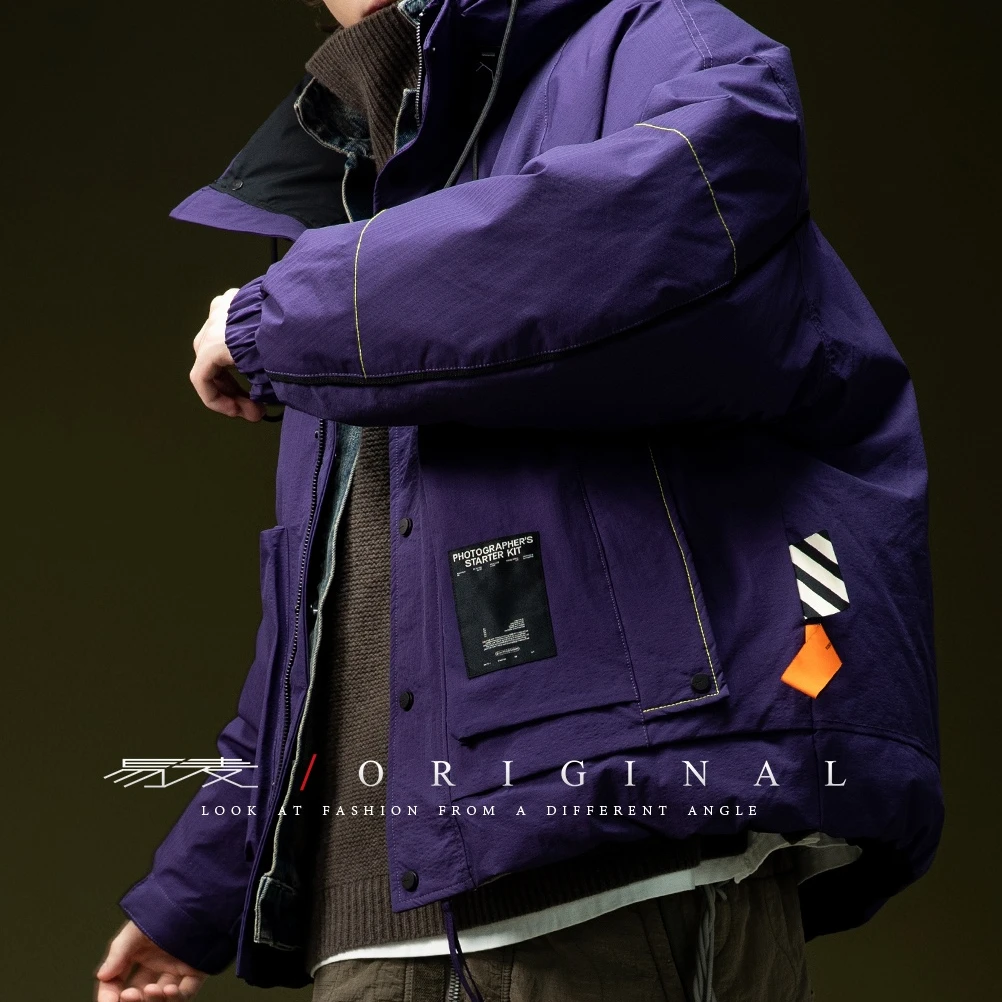 2024冬季原创轻户外工装机能风通勤休闲防寒男女短款款羽绒服