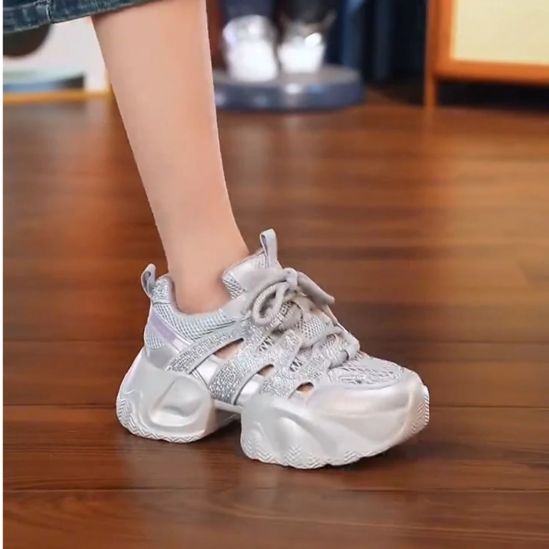 增高6CM2025夏季新款时尚轻奢爆款多巴胺镂空休闲透气女鞋F43