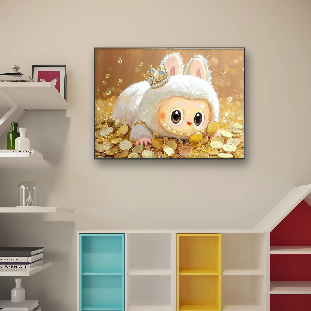 纯手绘油画【小国王】卡通潮玩风客厅装饰画挂墙玄关挂画卧室轻奢