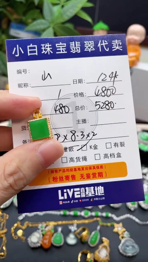 吊坠(不含链)18K金镶嵌翡翠山**️吊坠