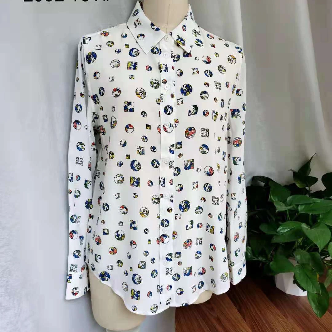 【Y30】百分百桑蚕丝双绉真丝长袖时尚简约百搭气质风宽松衬衫