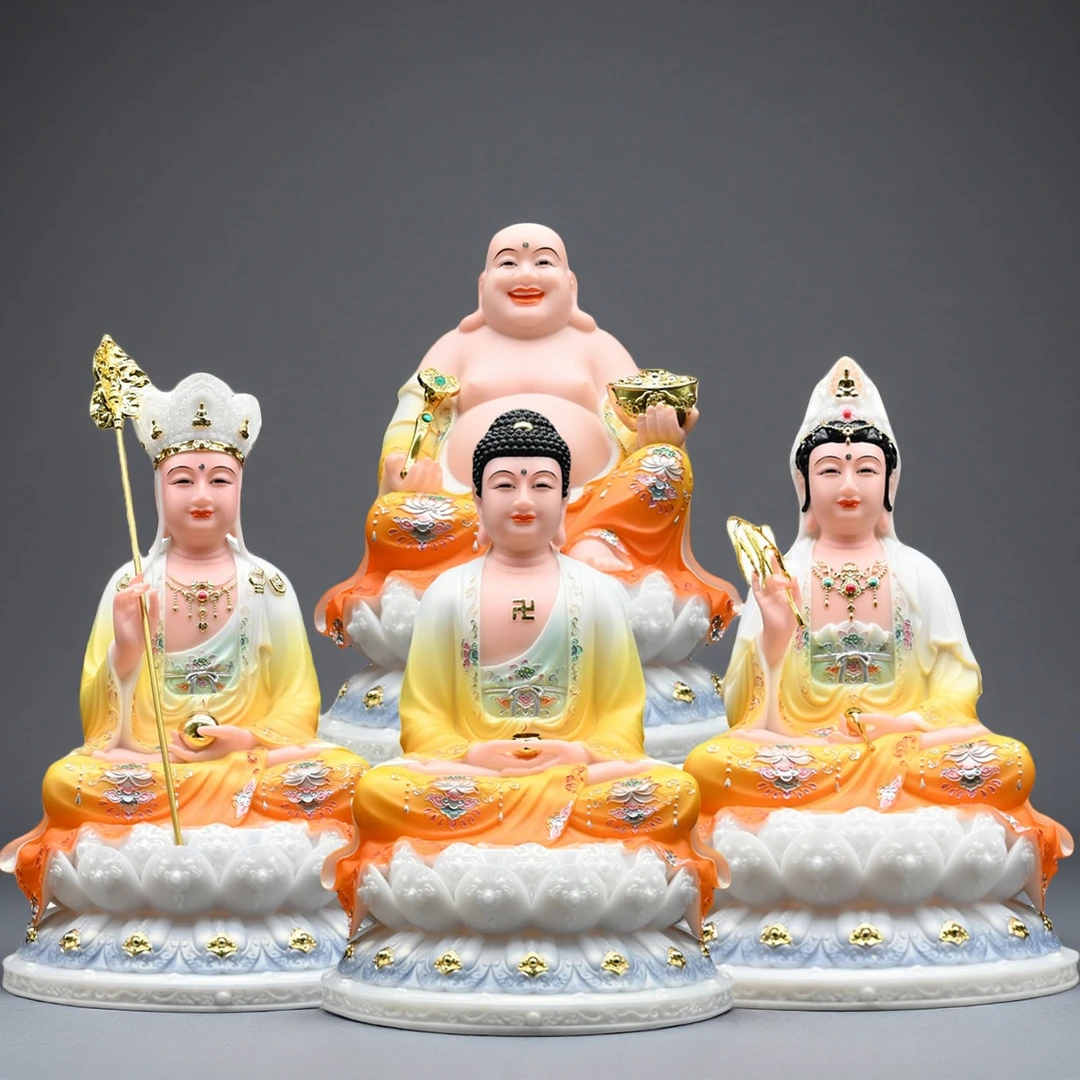 新款汉白玉娑婆四圣释迦牟尼佛地藏王菩萨观世音菩萨弥勒佛家用
