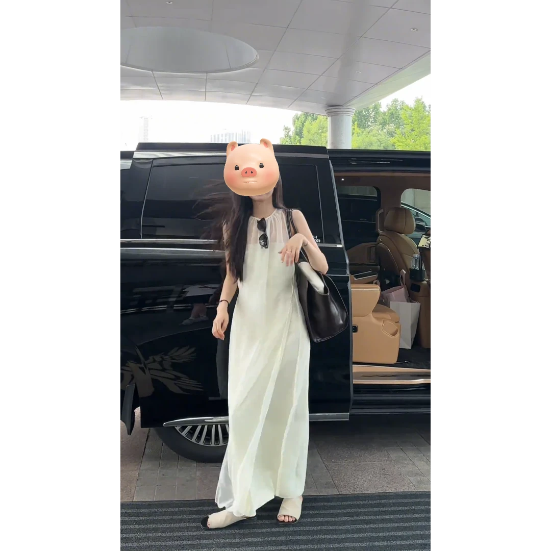 MARIE.COCO简约时尚设计感无袖连衣裙女度假风绝美飘逸气质长裙潮