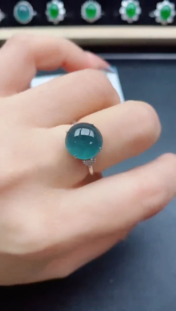 翡翠戒指银S925镶嵌50805
