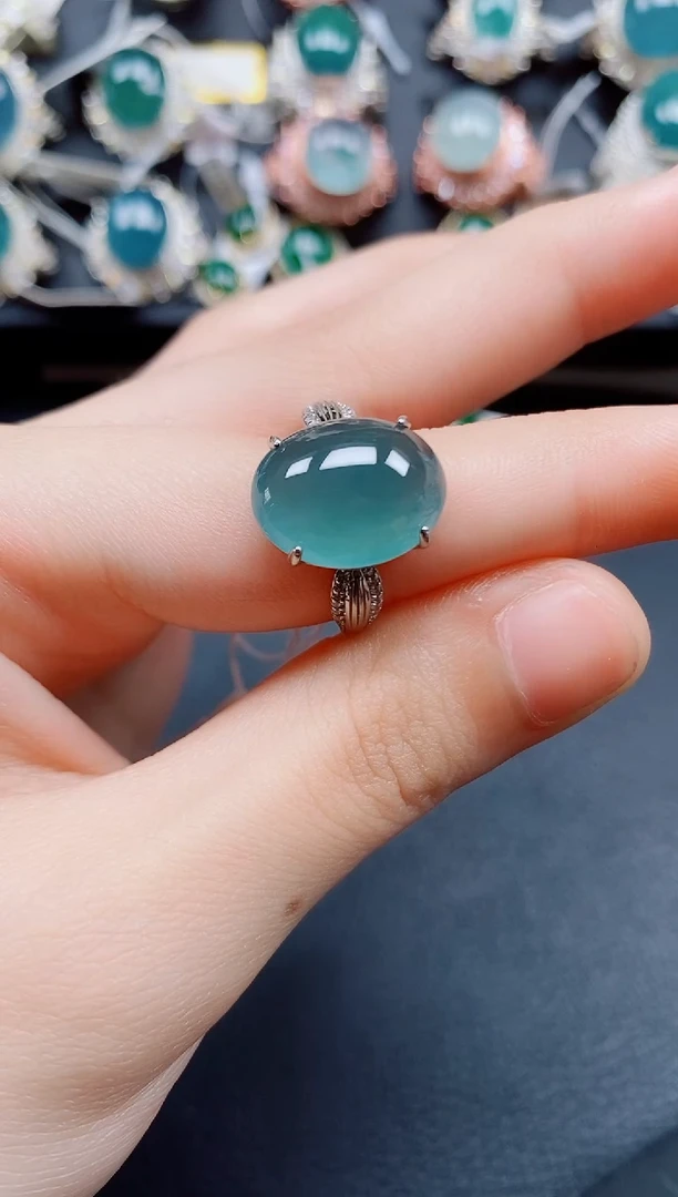 翡翠银S925镶嵌戒指翡翠