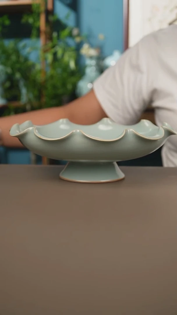 仿古花口果盘微暇