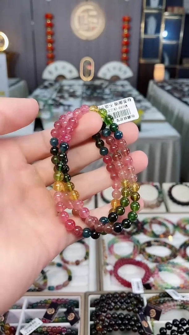 未镶嵌收藏级老矿碧三圈手串6mm+碧玺xion多样性发一条