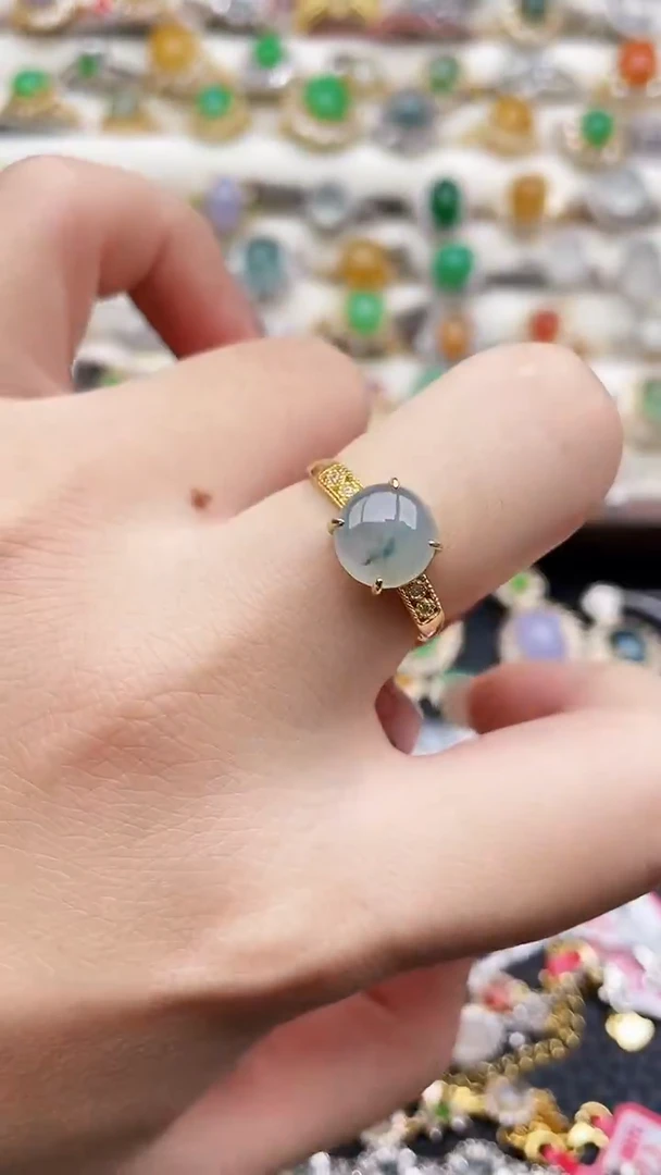 银S925镶嵌戒指翡翠14