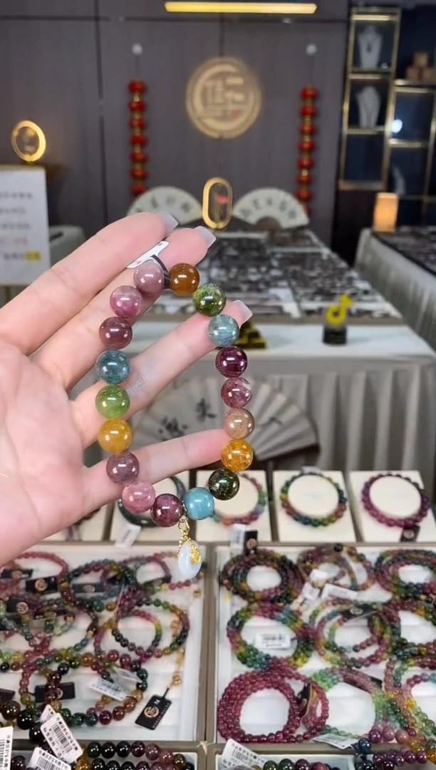 未镶嵌老矿碧玺彩虹单圈手串11mm+碧玺hon多样性发货一条