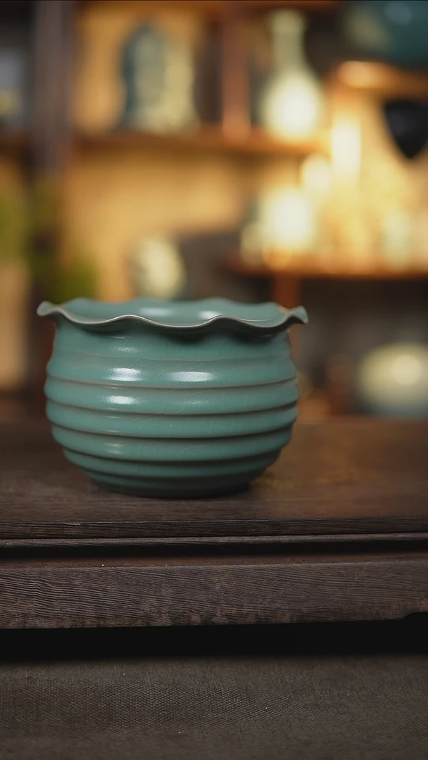 【闪购商品】杯仿古翡翠绿釉水洗