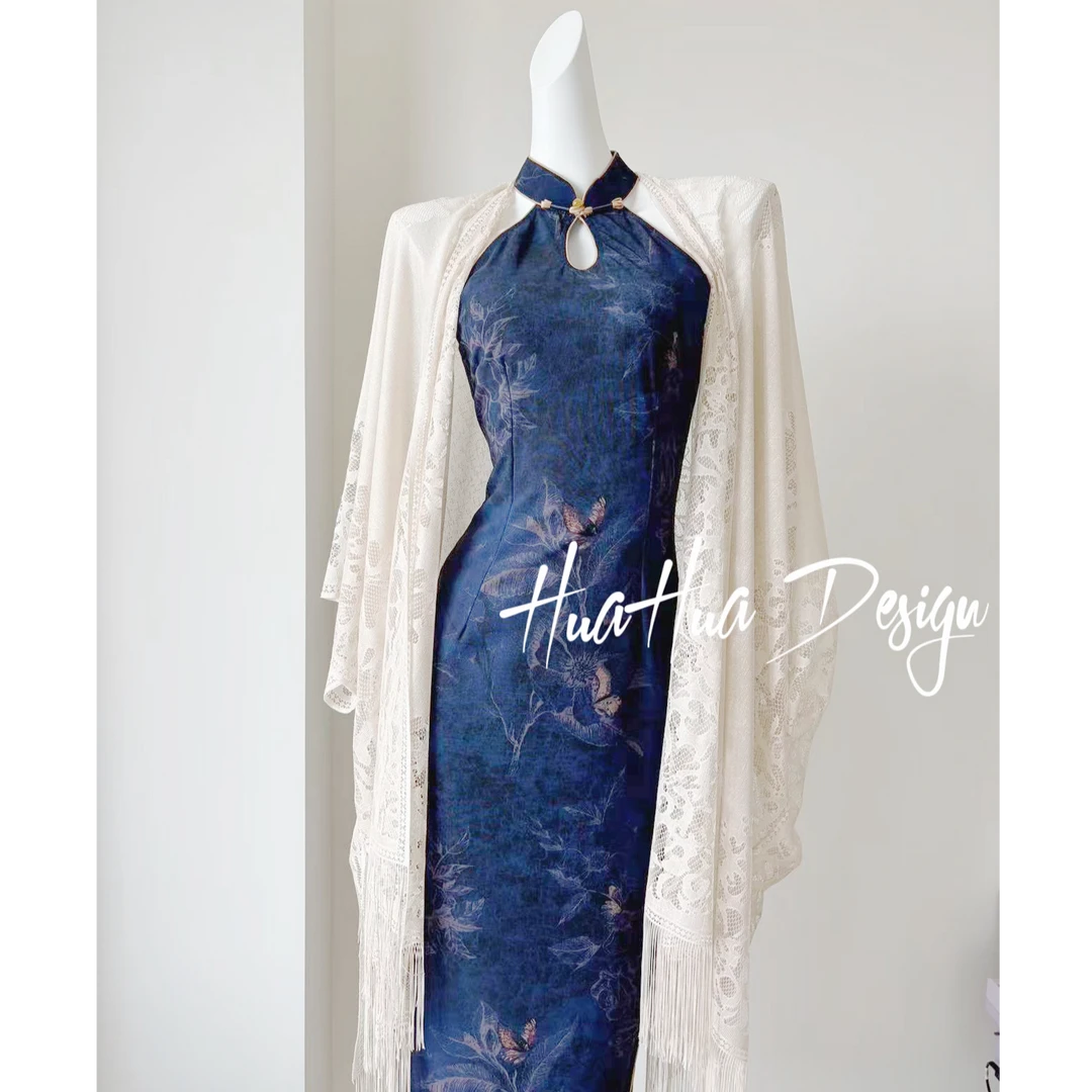 【兮颜】中国风文艺复古无袖日常旗袍优雅立领显瘦修身衣长125