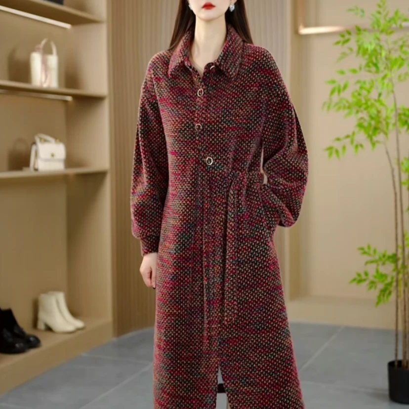 纤衣阁女装24325F秋季新款时尚气质收腰显瘦修身减龄长袖连衣裙