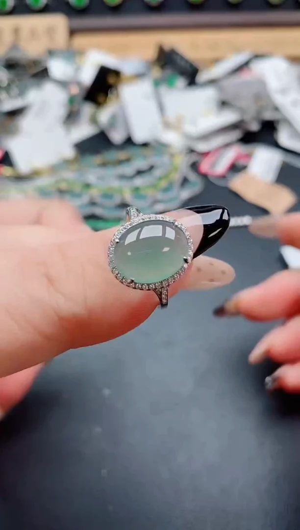 银S925镶嵌戒指翡翠1