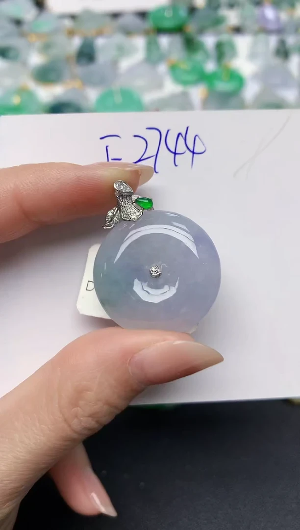 颈饰18K金镶嵌翡翠天然缅甸A货翡翠百元以上9元证书费自理