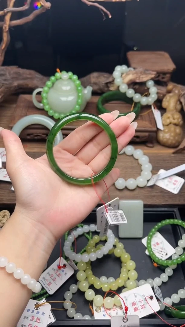 未镶嵌手镯和田玉俄七碧玉 58圈 9007446