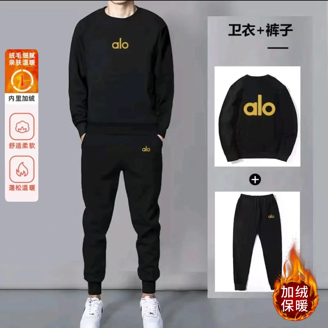 一整套【品牌撤柜】秋冬情侣圆领男女运动休闲男 加绒卫衣套装