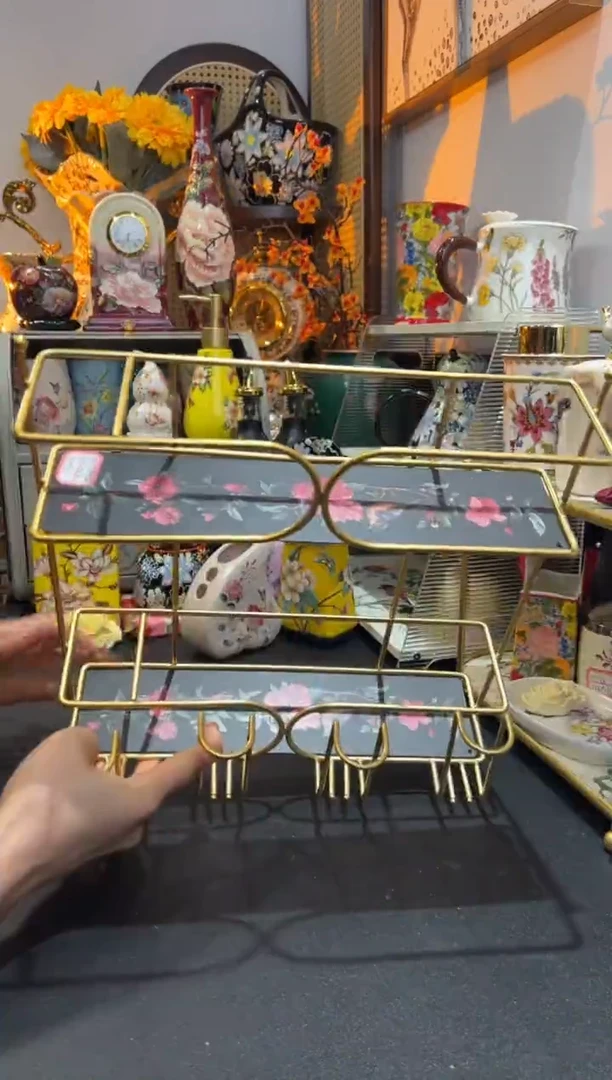 外贸陶瓷家居百货-铁艺双层卫生间置物架