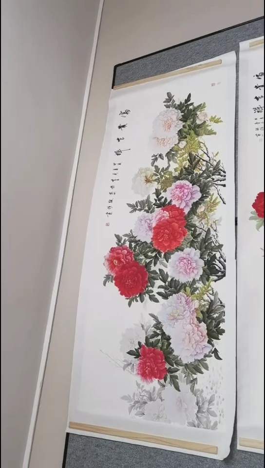 国画小六尺小写意牡丹作品