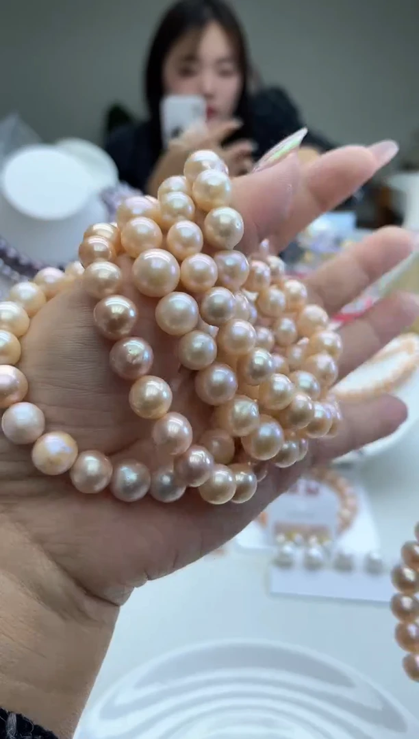 未镶嵌手链淡水珍珠无核9-10mm中国红手链(多样性发一）