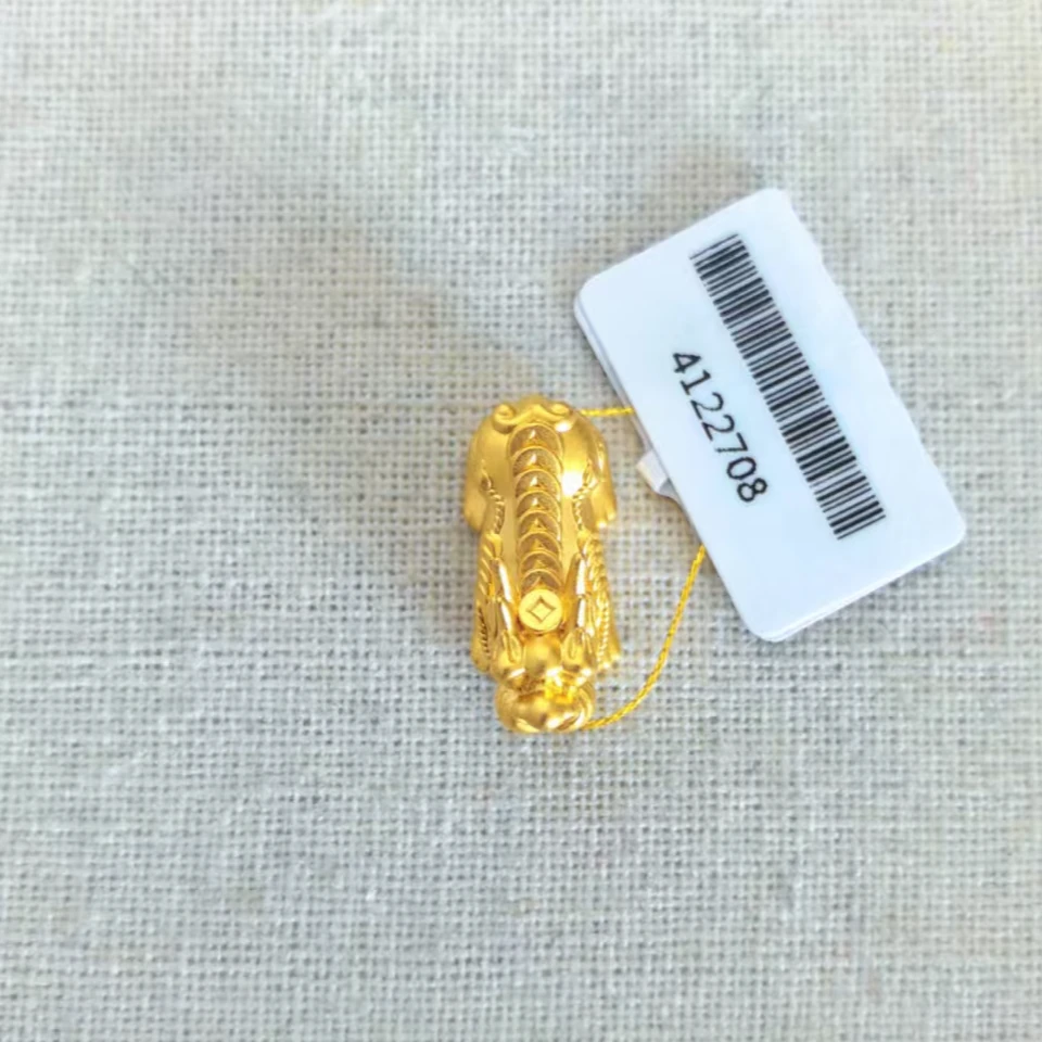 【小鹏黄金】足金999貔貅福字钱币5D工艺吊坠0.97