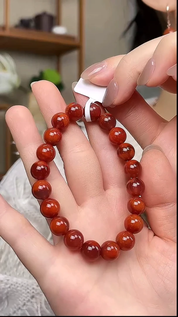 未镶嵌手串南红玛瑙玫瑰红圆珠手串