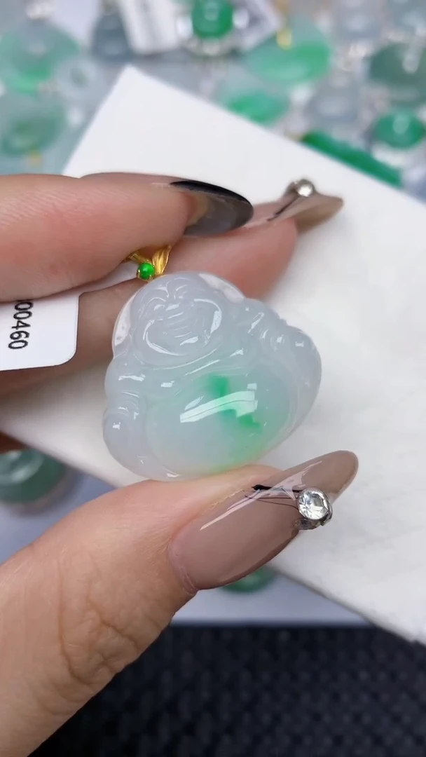 颈饰18K金镶嵌翡翠天然缅甸翡翠a货百元以上9元证书费自理