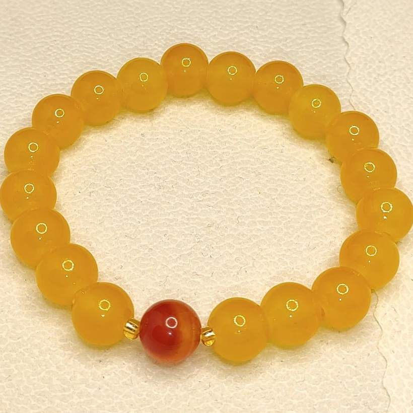 1002天然橙红玛瑙h手串黄手链e