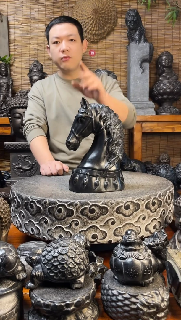 石材30马头天然青石雕刻