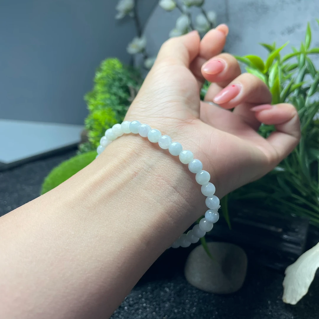 天然A货缅甸翡翠手串 珠径卡3.5