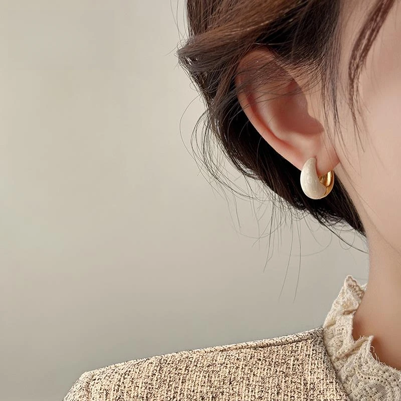 OLOIU 合金树脂耳饰 滴釉耳扣2025新爆款小众设计高级耳环女耳饰