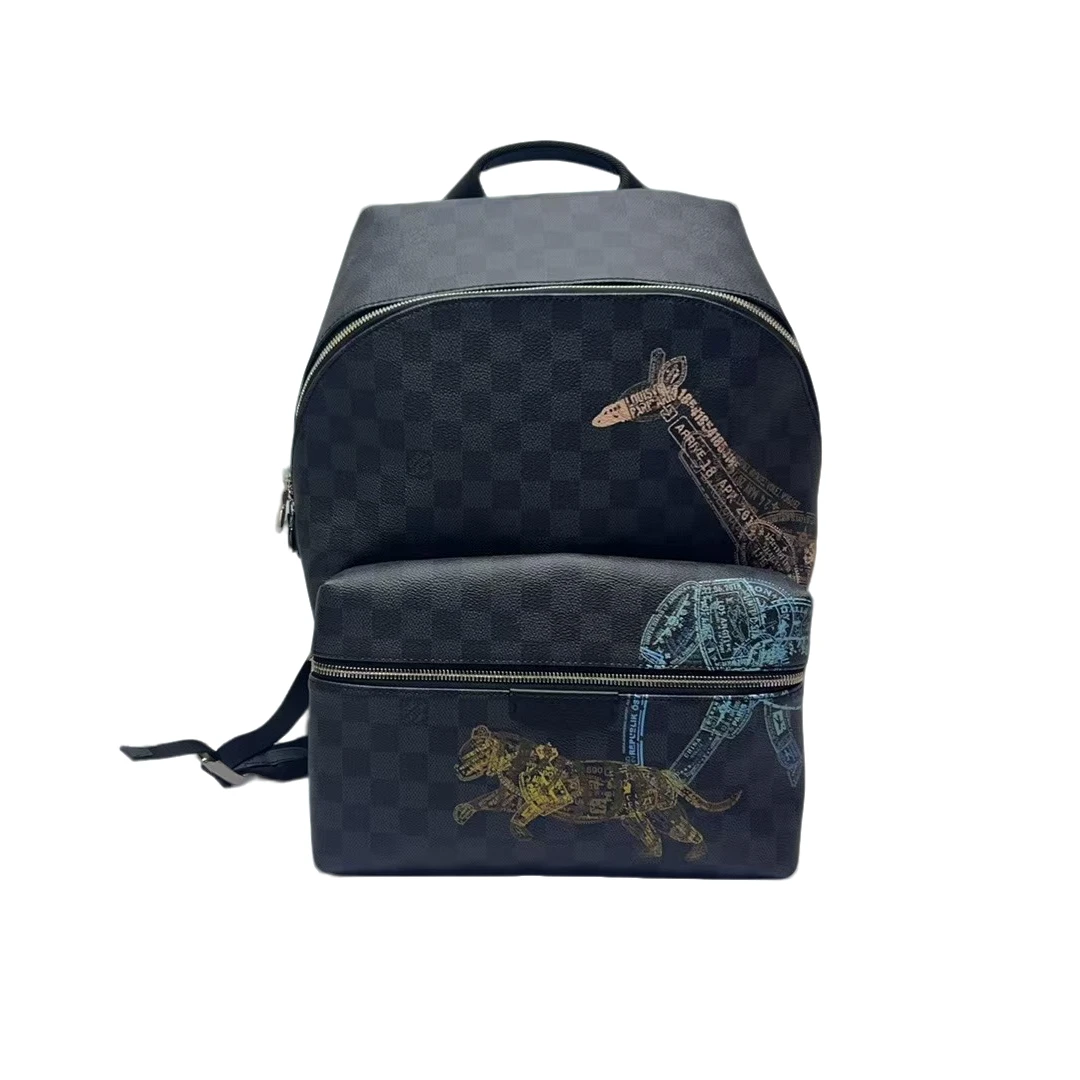 99新 LouisVuitton/路易威登 /黑棋盘格动物园限量双肩包（999100）