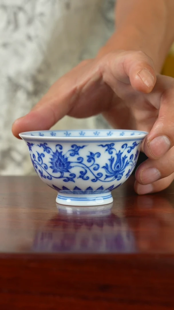 祖传窑真柴窑传承400年缠枝花卉单杯