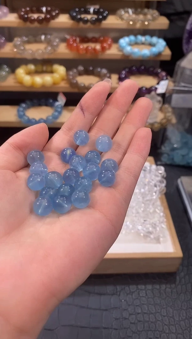 水晶手链未镶嵌海蓝宝单珠10mm多样性发一