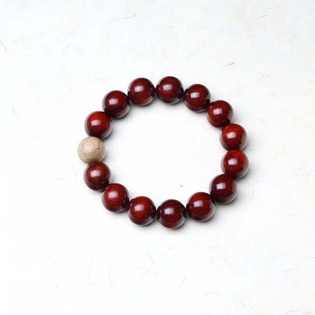 【张瀚元甄选】小叶紫檀圆珠15mm配老山檀香银丝单圈手串 A30