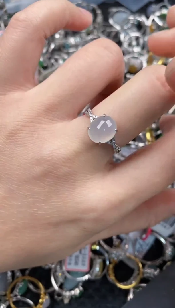 银S925镶嵌戒指翡翠10              7