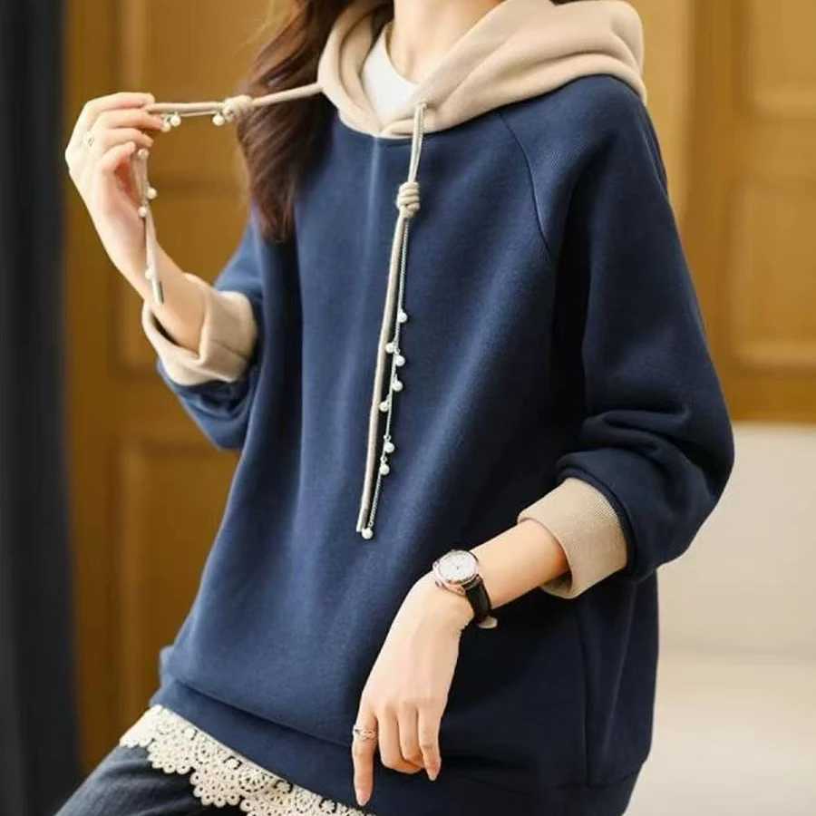 （更衣铺专属）2879蕾丝拼接卫衣