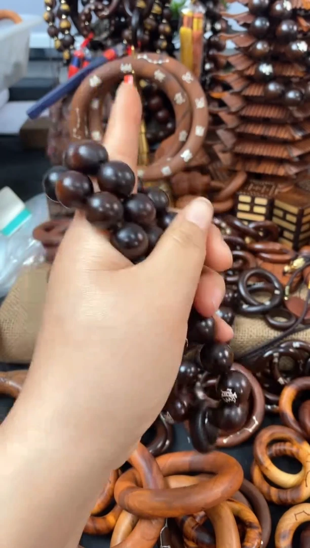 【闪购商品】木枣木镶银玉化1.5手串36帅+跑环