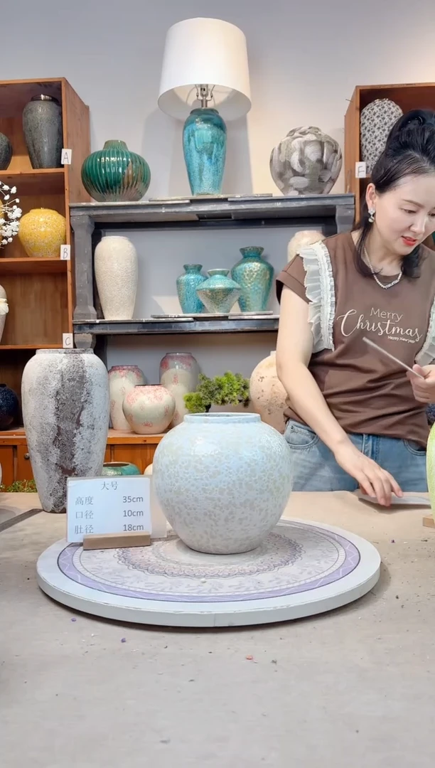 瓶陶瓷花瓶  茶白 小号 正品