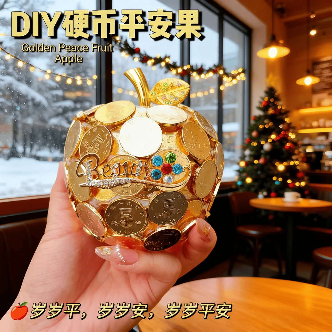 平安果五毛钱平安夜圣诞节硬币diy金苹果送闺蜜送情侣摆台礼物