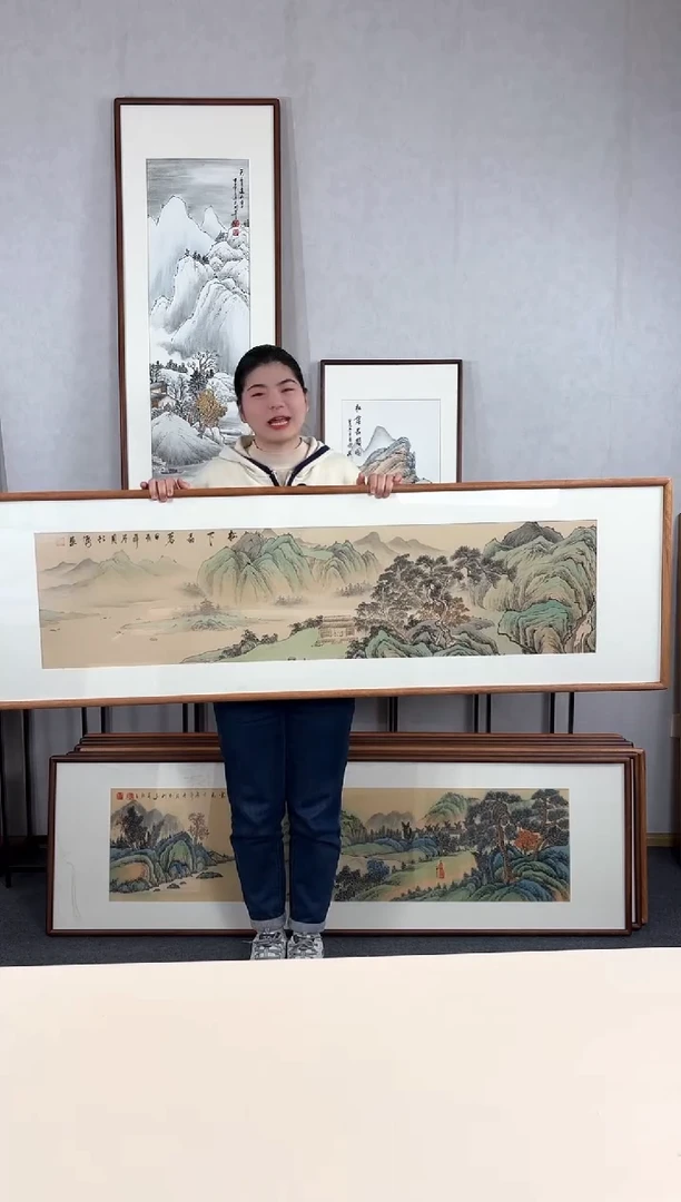 【闪购商品】国画手绘*松下品茗*52*172cm实木框