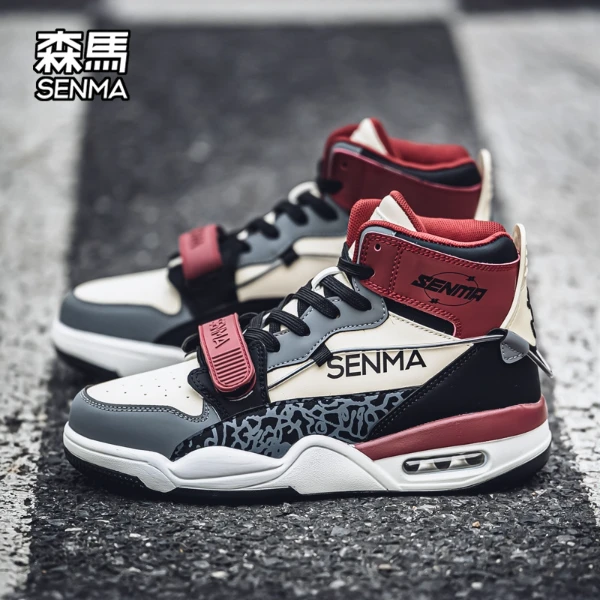 SENMA/森马秋季篮球鞋男国潮新款厚底中帮户外防滑耐磨运动鞋学生