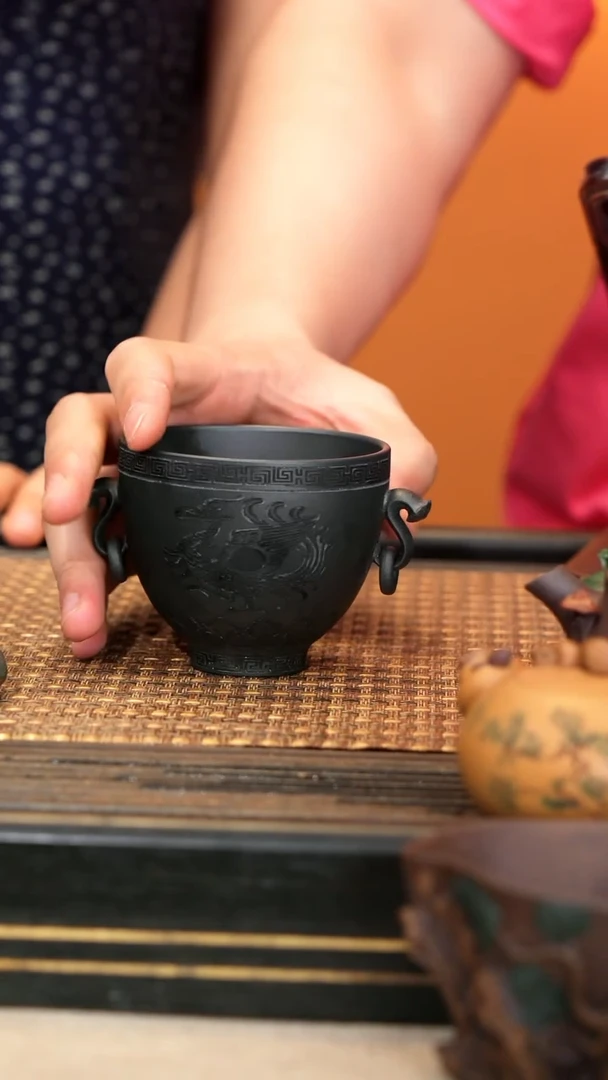 茶壶紫砂XS12《双耳杯》黑料