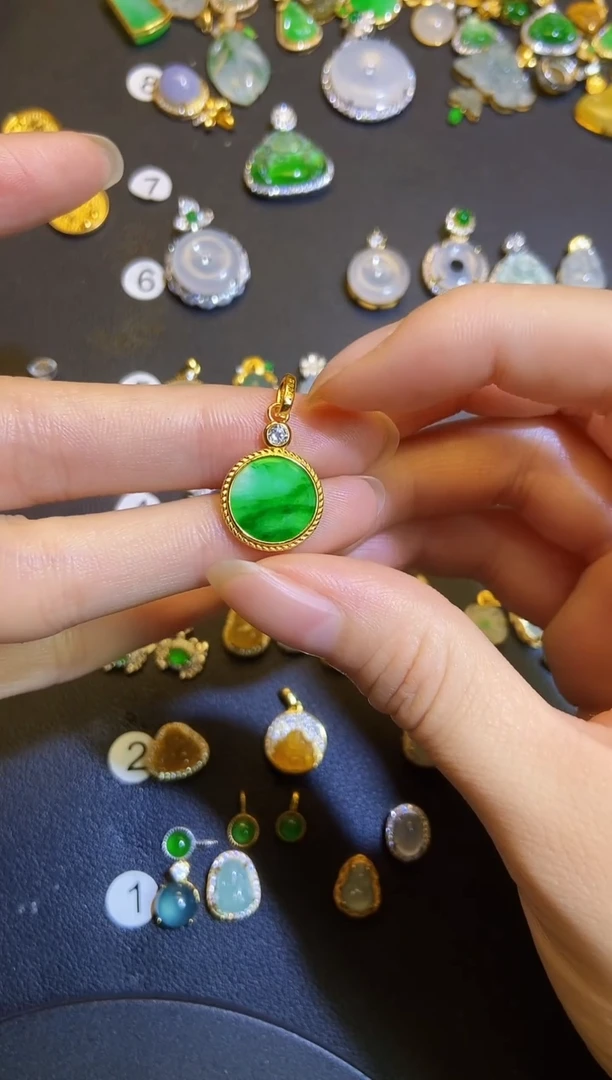 吊坠(不含链)银S925镶嵌翡翠?****?1