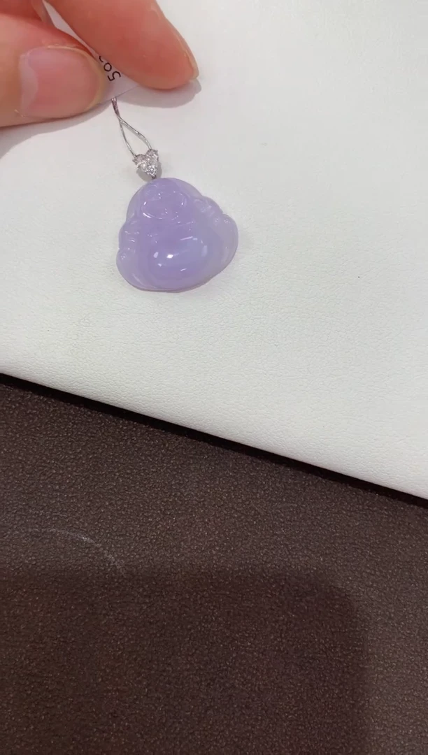 翡翠18K金镶嵌颈饰天然缅甸a货翡翠